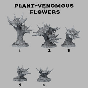 3D Printed Fantastic Plants and Rocks Venomous Flowers 28mm - 32mm D&D Wargaming