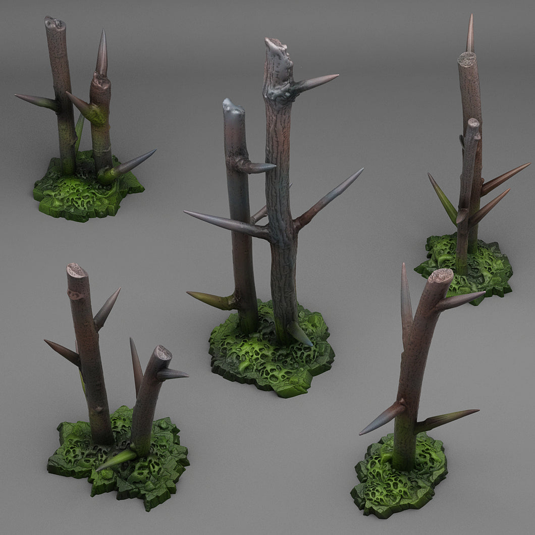 3D Printed Fantastic Plants and Rocks Pointy Dangerous Trees 28mm - 32mm D&D Wargaming