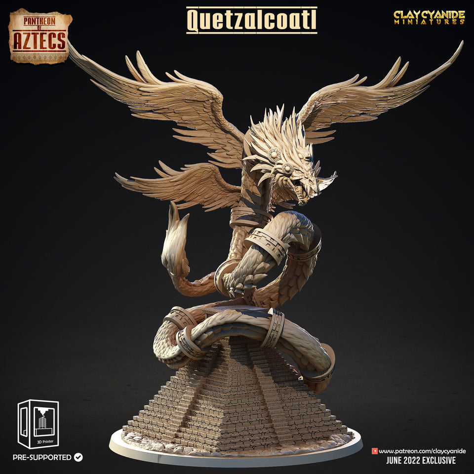 3D Printed Clay Cyanide Quetzalcoatl Pantheon of Aztecs Ragnarok D&D
