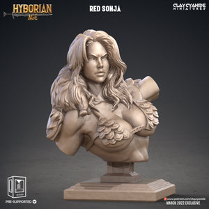 3D Printed Clay Cyanide Red Sonja Bust Hyborean Age Ragnarok D&D