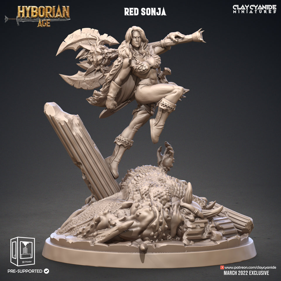3D Printed Clay Cyanide Red Sonja 28-32mm Hyborian Age Ragnarok D&D