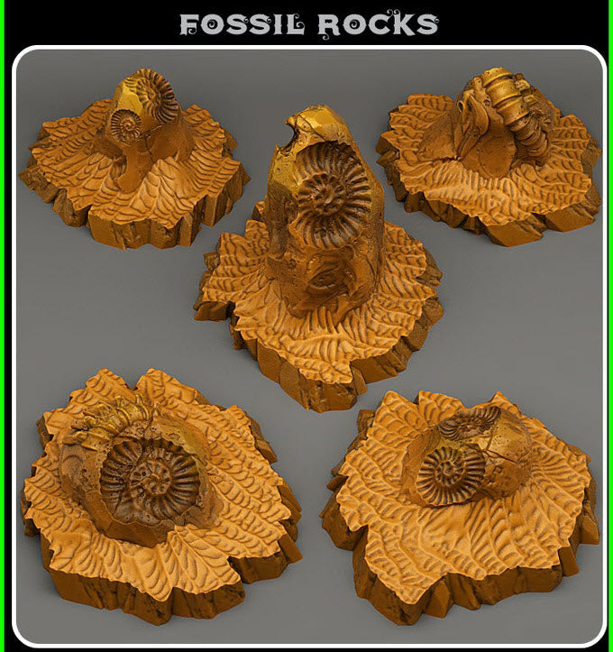 3D Printed Fantastic Plants and Rocks Fossil Rocks 28mm - 32mm D&D Wargaming