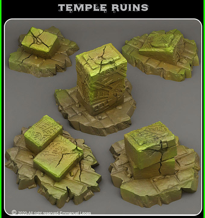 3D Printed Fantastic Plants and Rocks Temple Ruins 28mm - 32mm D&D Wargaming