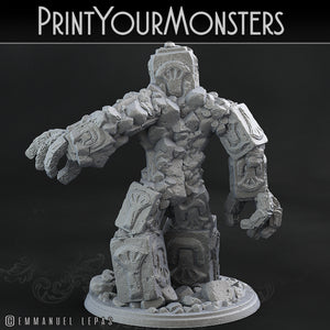 3D Printed Print Your Monsters Rock Golem - Total Golems 28mm - 32mm D&D Wargaming