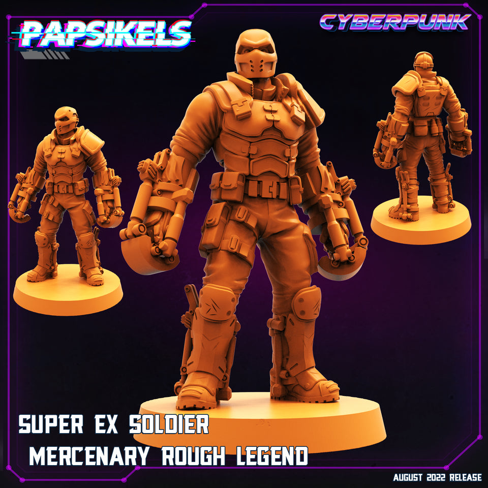 3D Printed Papsikels Cyberpunk Sci-Fi Super Ex Soldier Mercenary Rough Legend - 28mm 32mm