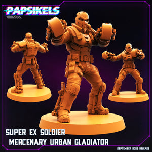 3D Printed Papsikels Cyberpunk Sci-Fi Super Ex Soldier Mercenary Urban Gladiator - 28mm 32mm
