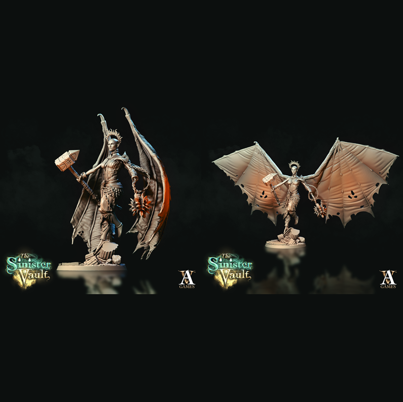 3D Printed Archvillain Games Zadkiel the Fallen The Sinister Vault 28 32mm D&D