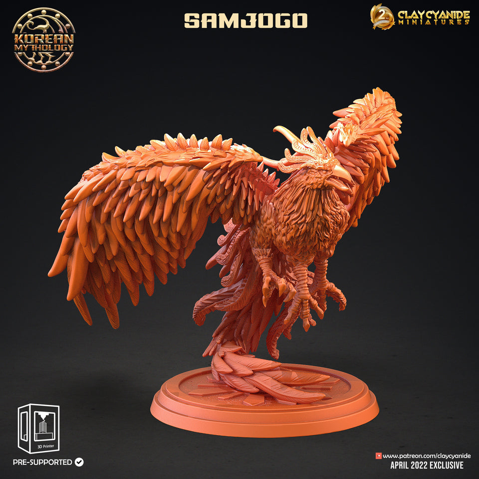 3D Printed Clay Cyanide Samjogo Three-Legged Crow Korean Mythology Ragnarok D&D