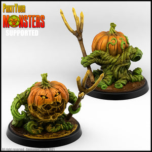 3D Printed Print Your Monsters Small Pumpkin Soldier fork Pumpkins Attack Pack 28mm - 32mm D&D Wargaming