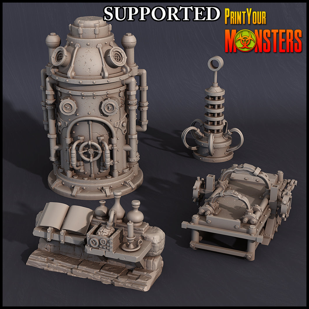 3D Printed Print Your Monsters Horrifying Laboratory Terrain Pack 28mm - 32mm D&D Wargaming