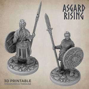 3D Printed Asgard Rising Resin Shield Maiden 28mm-32mm Ragnarok D&D - Charming Terrain