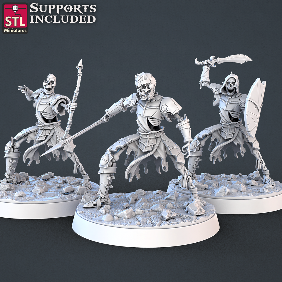 3D Printed STL Miniatures Skeletons Set 28mm - 32mm War Gaming D&D