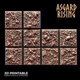 3D Printed Asgard Rising Skull and Bones Square Base Set 25 28 32 35mm D&D - Charming Terrain