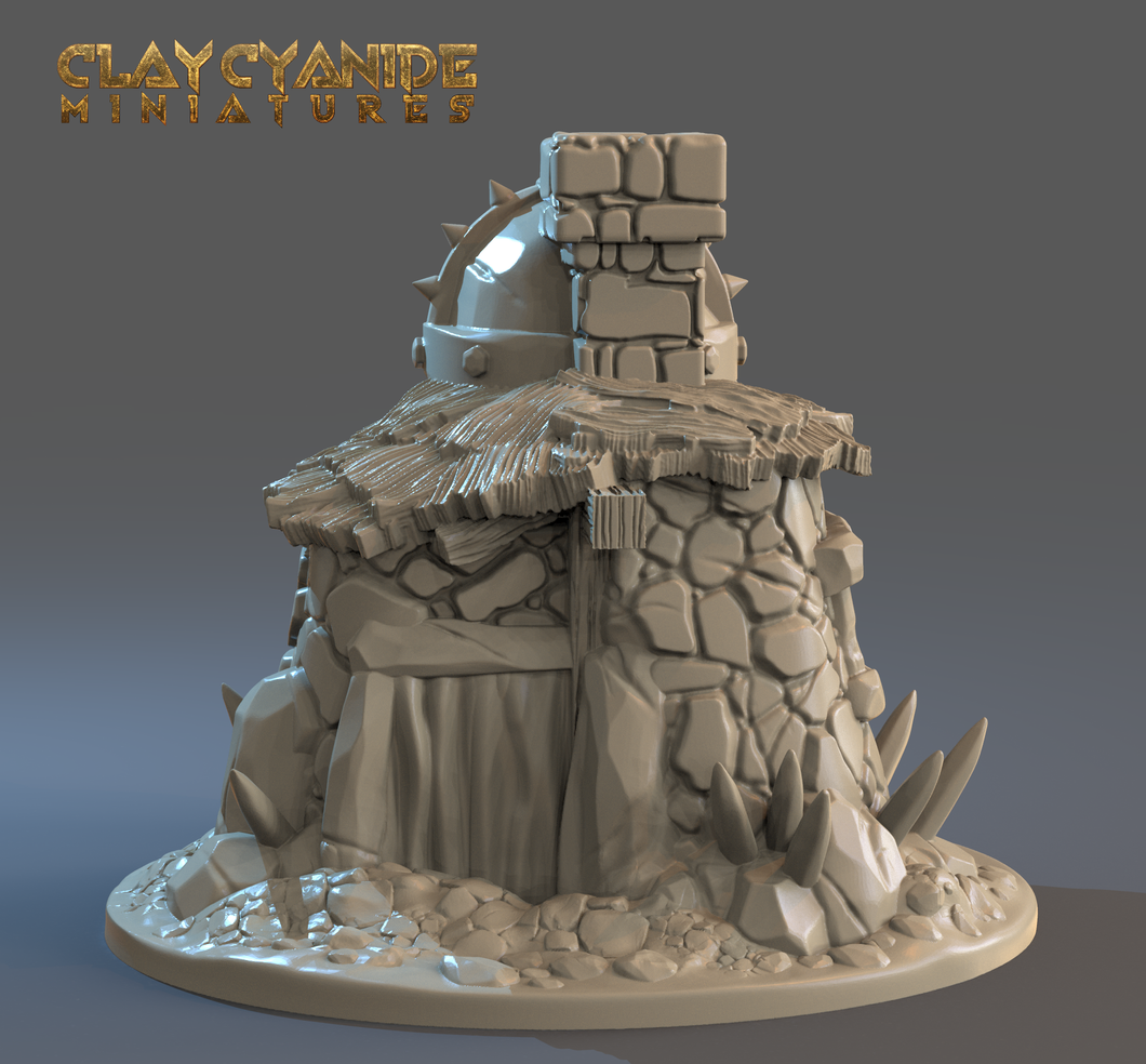 3D Printed Clay Cyanide Stone Hut 28mm-32mm Ragnarok D&D