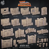 3D Printed Cast n Play Barn Walls and Doors Terrain Essentials 28mm 32mm D&D