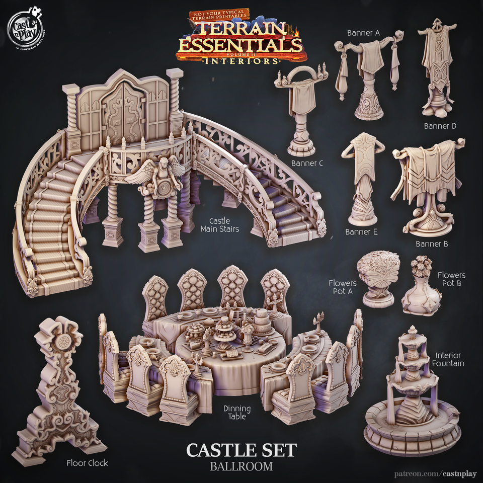 3D Printed Cast n Play Ballroom Castle Set Terrain Essentials 28mm 32mm D&D