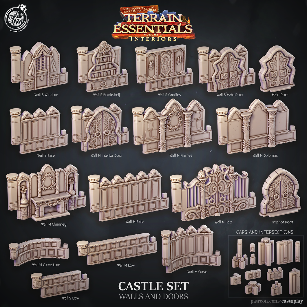 3D Printed Cast n Play Castle Walls And Doors Terrain Essentials 28mm 32mm D&D
