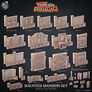 3D Printed Cast n Play Haunted Mansion Walls And Doors Terrain Essentials 28mm 32mm D&D