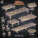 3D Printed Cast n Play Tavern Tables and Chairs Terrain Essentials 28mm 32mm D&D