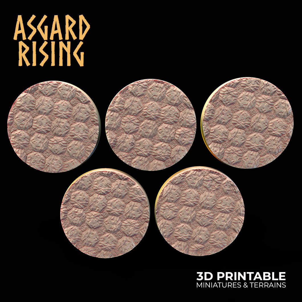 3D Printed Asgard Rising Tavern Tile Round Base Set 25 28 32 35mm D&D
