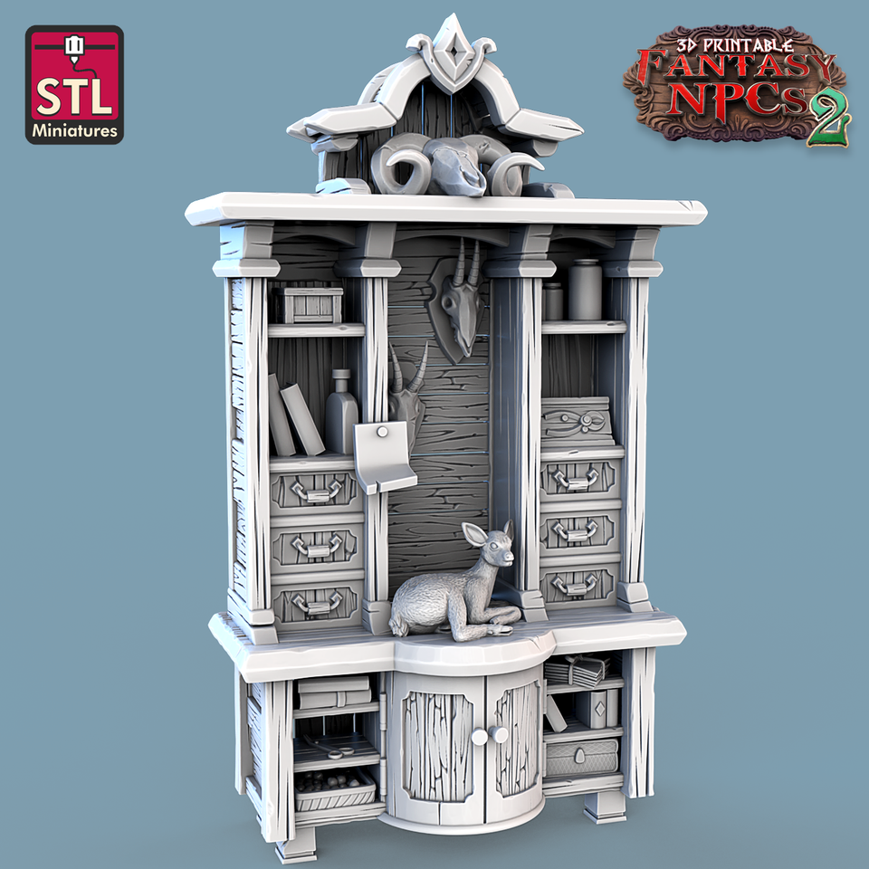 3D Printed STL Miniatures Taxidermist Set Fantasy NPC 2 | 28 - 32mm War Gaming D&D