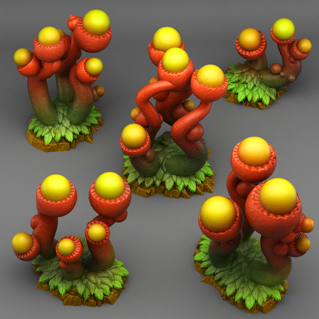 3D Printed Fantastic Plants and Rocks Tentacle Acorn Plants 28mm - 32mm D&D Wargaming