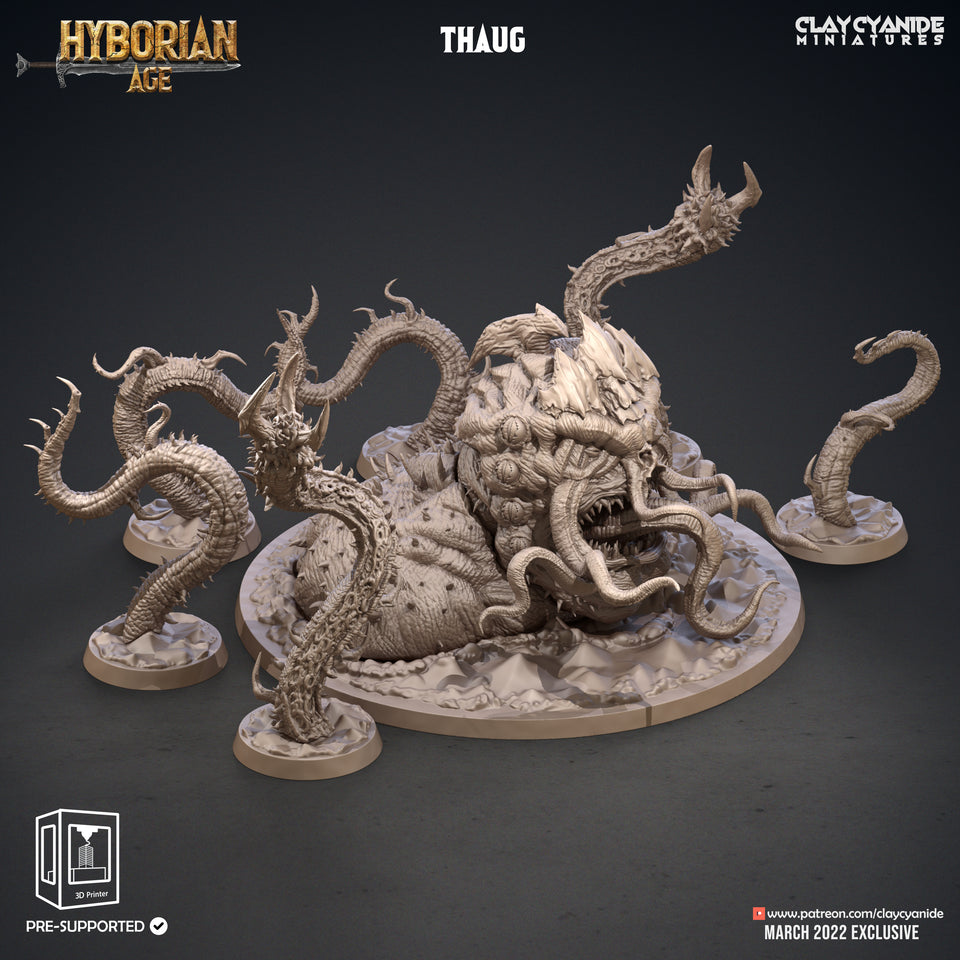 3D Printed Clay Cyanide Thaug Tentacle Monster Hyborean Age 28mm -32mm Ragnarok D&D