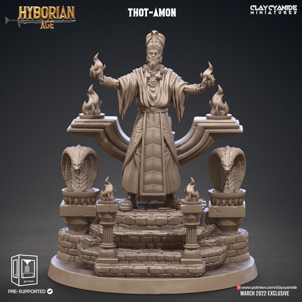 3D Printed Clay Cyanide Thot-Amon and Throne Hyborean Age Ragnarok D&D