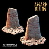 3D Printed Asgard Rising Tombstone and Gravestone Set 28mm-32mm Ragnarok D&D - Charming Terrain