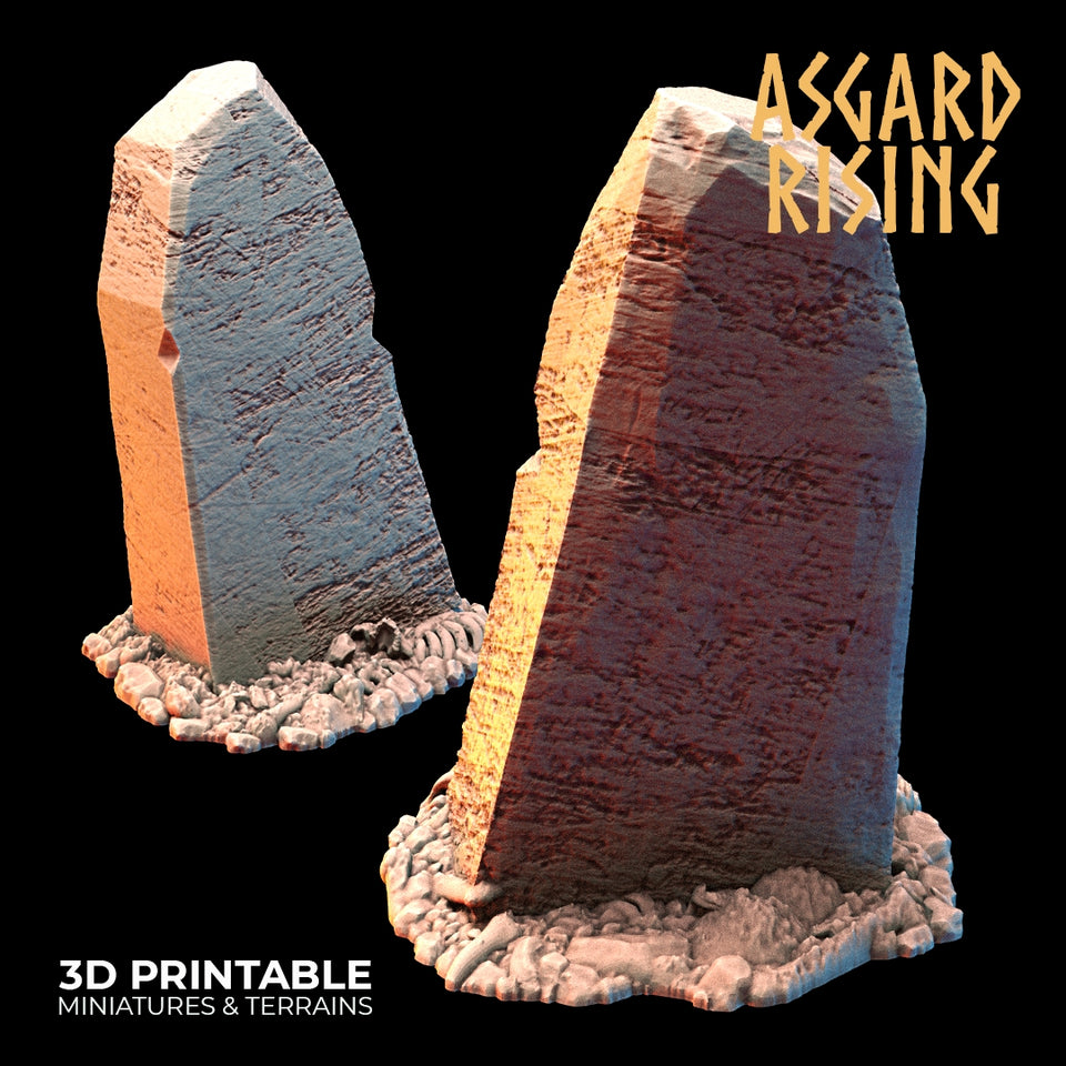 3D Printed Asgard Rising Tombstone and Gravestone Set 28mm-32mm Ragnarok D&D - Charming Terrain