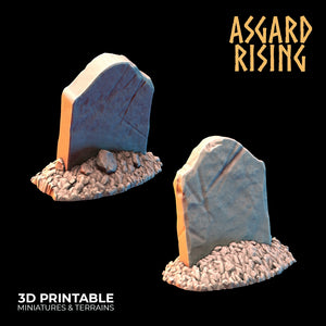 3D Printed Asgard Rising Gravestone and Tombstone Set 28mm-32mm Ragnarok D&D - Charming Terrain