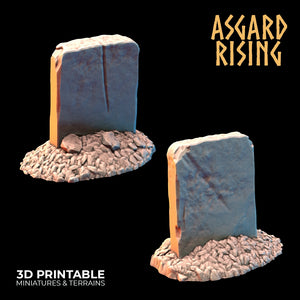 3D Printed Asgard Rising Gravestone and Tombstone Set 28mm-32mm Ragnarok D&D - Charming Terrain