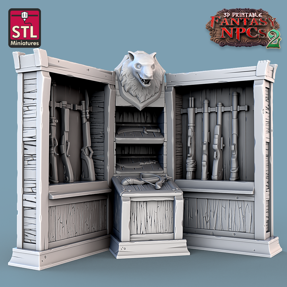 3D Printed STL Miniatures Trophy Hunter Set Fantasy NPC 2 | 28 - 32mm War Gaming D&D