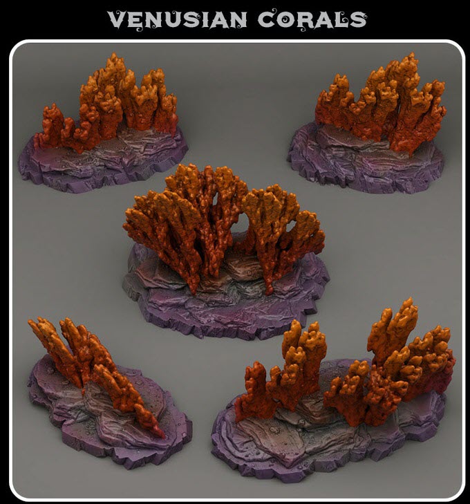 3D Printed Fantastic Plants and Rocks Venusian Corals 28mm - 32mm D&D Wargaming