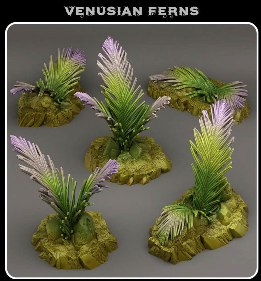 3D Printed Fantastic Plants and Rocks Venusian Ferns 28mm - 32mm D&D Wargaming