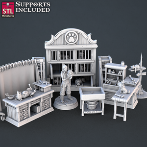 3D Printed STL Miniatures Veterinarian Set | 28 - 32mm War Gaming D&D