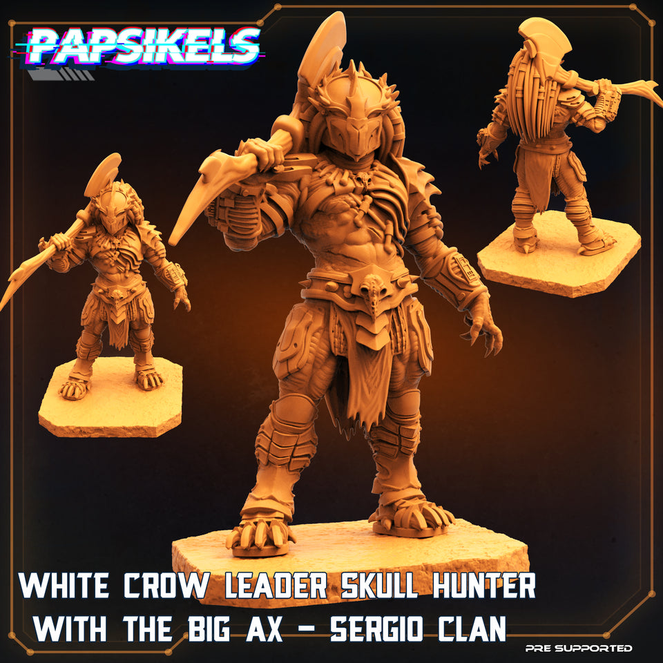3D Printed Papsikels Cyberpunk Sci-Fi White Crow Leader Skull Hunter Ax  - 28mm 32mm