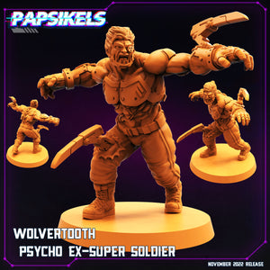 3D Printed Papsikels Cyberpunk Sci-Fi Wolvertooth Psycho Ex Super Soldier - 28mm 32mm