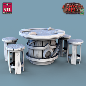 3D Printed STL Miniatures Winemakers Set Fantasy NPC 2 | 28 - 32mm War Gaming D&D