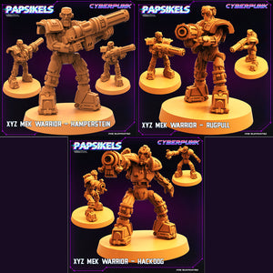 3D Printed Papsikels Cyberpunk Sci-Fi XYZ Mek Warrior Set - 28mm 32mm