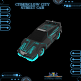 3D Printed Cyberglow City Cyberpunk Street Car Miniature  - 28mm 32mm - Charming Terrain