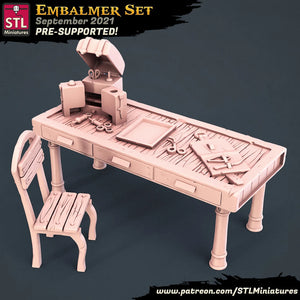 3D Printed STL Miniatures Embalmer Set Fantasy NPC 2 | 28 - 32mm War Gaming D&D