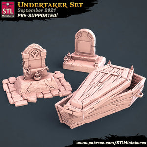 3D Printed STL Miniatures Undertaker Set Fantasy NPC 2 | 28 - 32mm War Gaming D&D