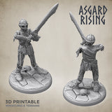 3D Printed Asgard Rising Draugr Undead Skeleton Warrior Miniature  - 28mm 32mm D&D - Charming Terrain