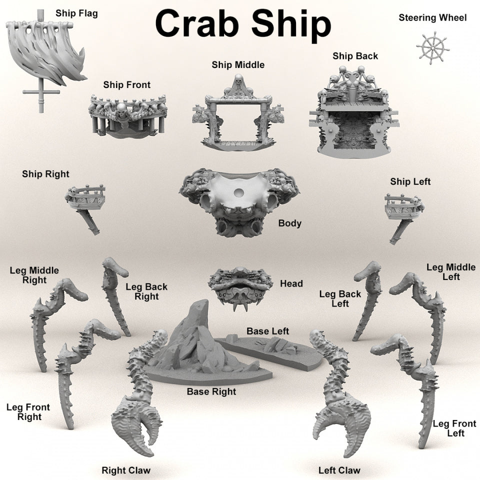 3D Printed Print Your Monsters Pirate Crab Ship 28mm - 32mm D&D Wargaming