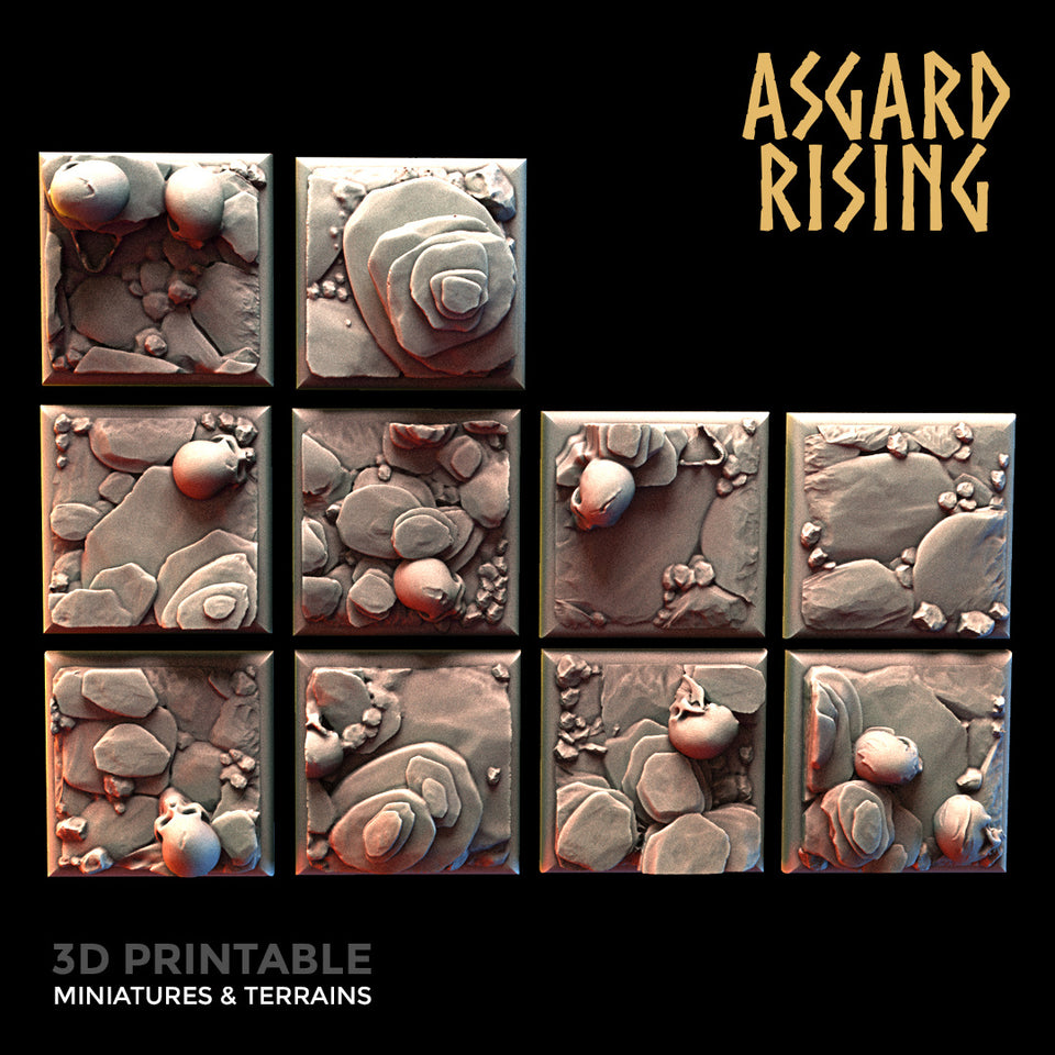 3D Printed Asgard Rising Burial Ground Square Base Set 25 28 32 35mm D&D