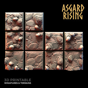 3D Printed Asgard Rising Burial Ground Square Bases 25 28 32 35mm D&D