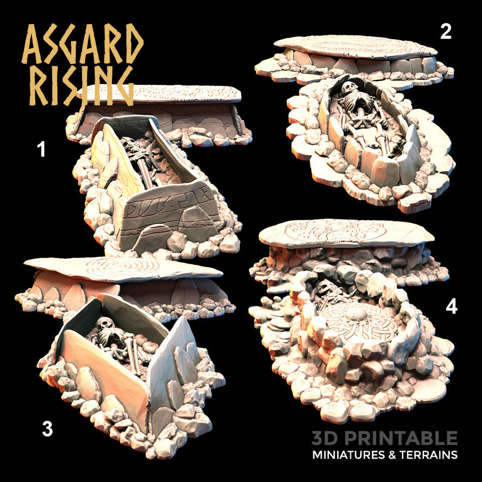 3D Printed Asgard Rising Graves with Movable Tombstones 28mm-32mm Ragnarok D&D