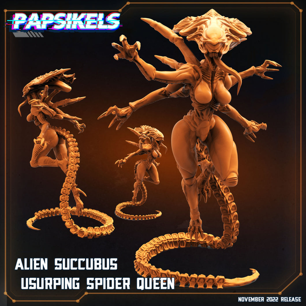 3D Printed Papsikels Cyberpunk Sci-Fi Alien Succubus Usurping Spider Queen - 28mm 32mm