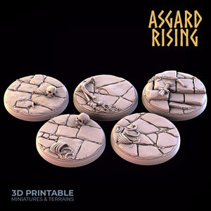 3D Printed Asgard Rising Dungeon Round Base Set 25 28 32 35mm D&D